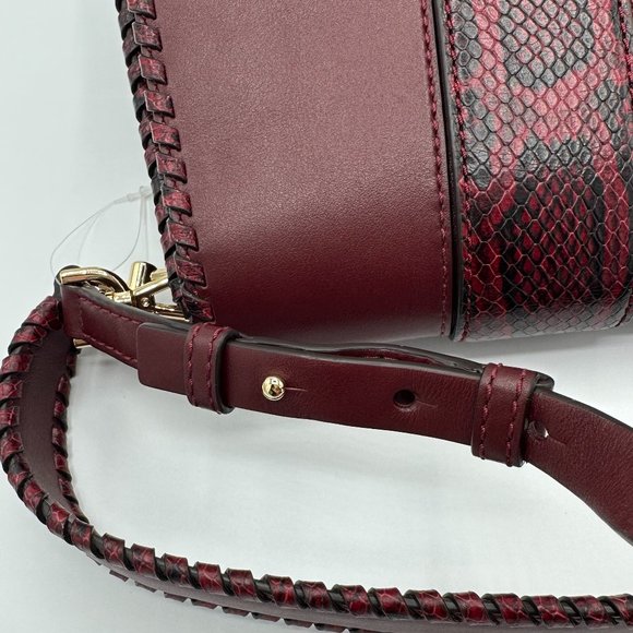 NWOT Michael Kors LILLIE Whip Stitched Leather Bag/Crossbody OXBLOOD RED PYTHON - Picture 8 of 16